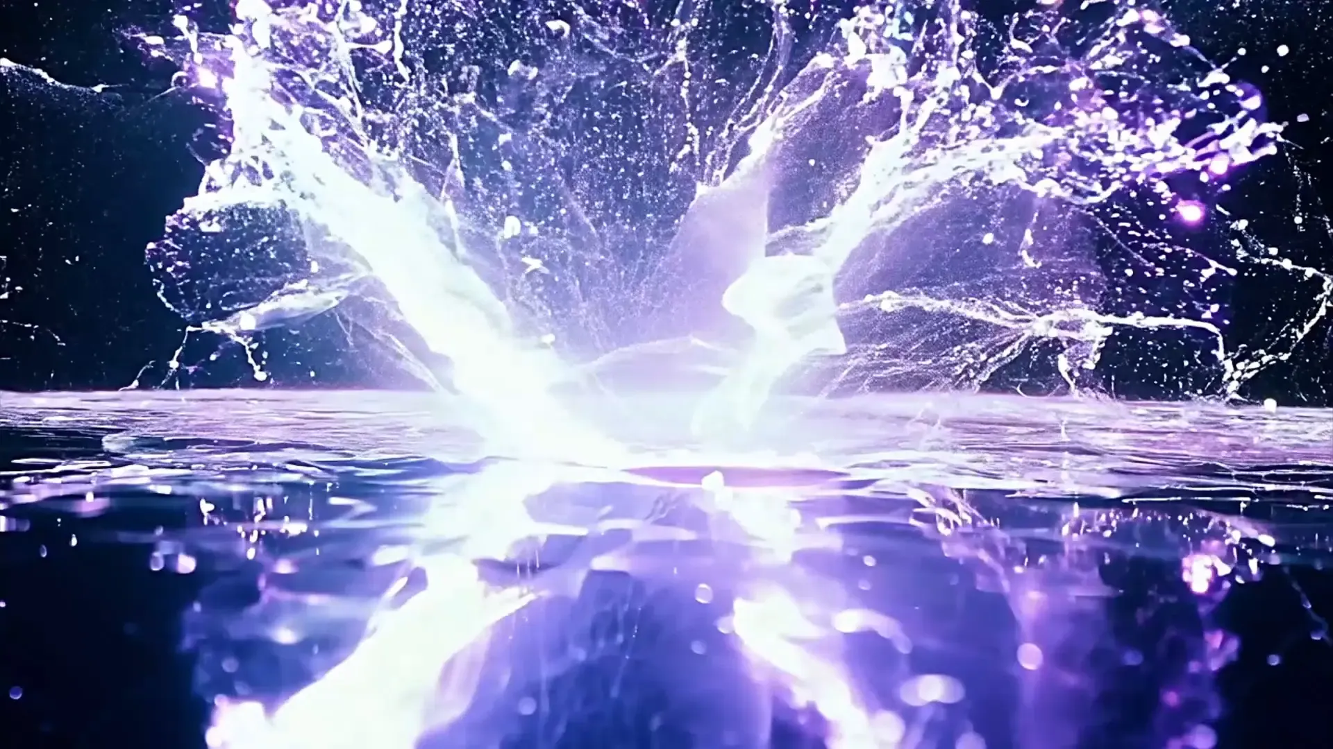 Vibrant Purple Water Splash Overlay for Futuristic Video Effects